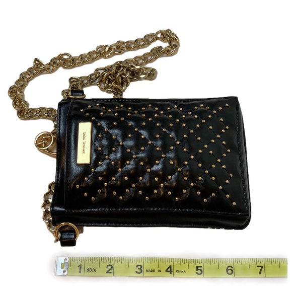 RARE TO FIND MK Studded Leather Crossbody Phone Bag adjustable Golden Chain - Picture 10 of 12